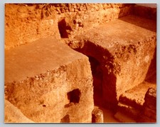 Vintage Color Photo Ancient Roman Stone Sarcophagi Close Up Necropolis Spain