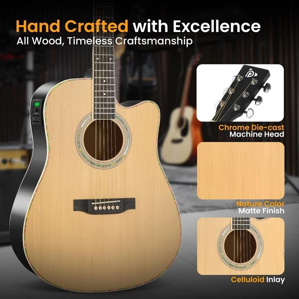 Pyle 40” Inch 6-String Electric Acoustic Guitar -W/Digital Tuner & Accessory Kit - Image 4 of 4