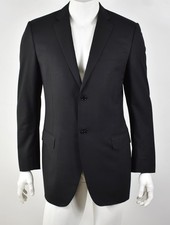CANALI Italy Black Fine Shadow Stripe Wool Dual-Vent Suit Jacket Blazer 42L