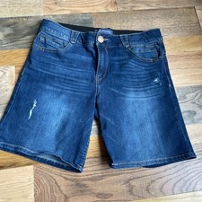 Democracy Ab Solution Womens 12 Denim Bermuda Shorts Distressed Blue Stretch