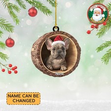 Personalized French Bulldog 2D Flat Xmas Ornament, Christmas Home Decor