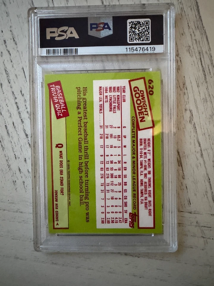 Topps Tiffany 1985: #620 Dwight Gooden - RC ROOKIE - PSA 8 - HOF Salón de la Fama Foto 2 de 2