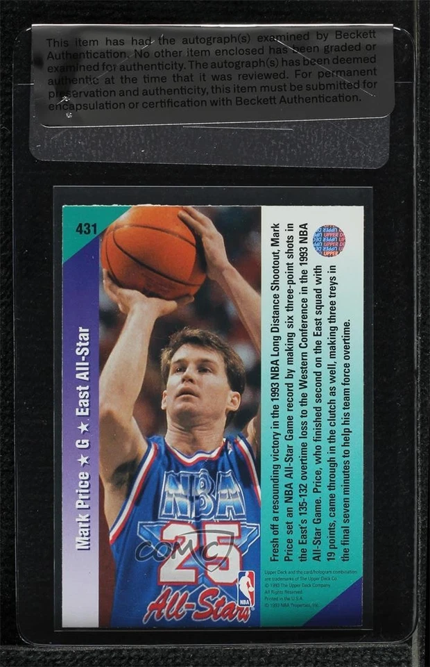 BAS 1992-93 Upper Deck All-Star Mark Price #431 Seal of Authenticity Auto - Image 2 of 2