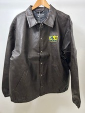 TOY MACHINE Men's Brown Faux Leather Jacket Size M New