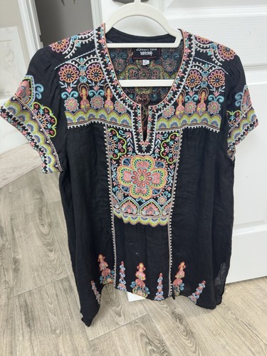 Johnny Was Women's Embroidered Blouse Top Size M, Boho Floral Pattern ...