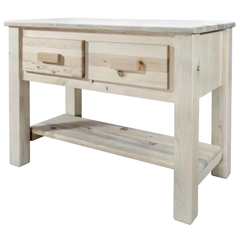 Montana Woodworks Homestead Wood Console Table with 2 Drawers in Natural - Image 2 of 4