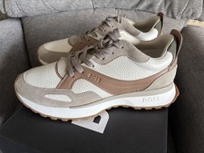 Image of HUGO BOSS Leather Medium Beige trainers JONAH RUNN Sz UK 9 BNIB £199 new