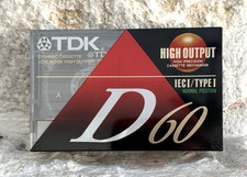 TDK High Output Blank Audio Cassette Tape IEC1 Type 1 D60 60 Minute Sealed