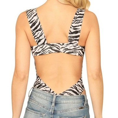Animal Print Camoflauge Sleeveless Bodysuit Open Back Mesh Tank NWT Size S M L