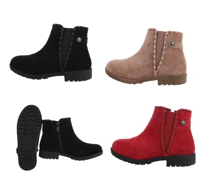 Chelsea Boots Schuhe 30-35 Reißverschluss Stiefeletten gefüttert Mädchen Fell