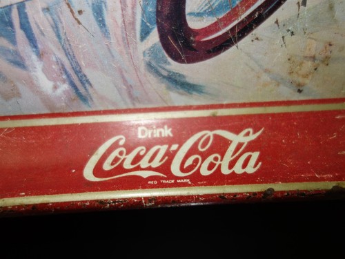 Rare coca cola AD painted tin tray a lady drive old FORD T car . - Picture 4 of 12