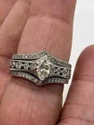 Marquise Art Deco Style Lab Created Diamond Wedding Ring 14K White Gold Finish