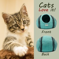 Peekaboo Cat Cave Cave Bed Handmade 100 Merino Wool Kittens