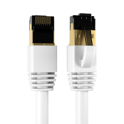 #ad CAT8 Ethernet Cable High Speed 40Gbps Bare Copper Shielded White 0.5FT 75FT LOT $1829.59