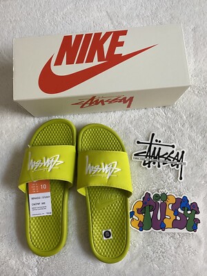 Nike X Stussy Benassi Slide Bright Cactus CW2787-300 Size 10