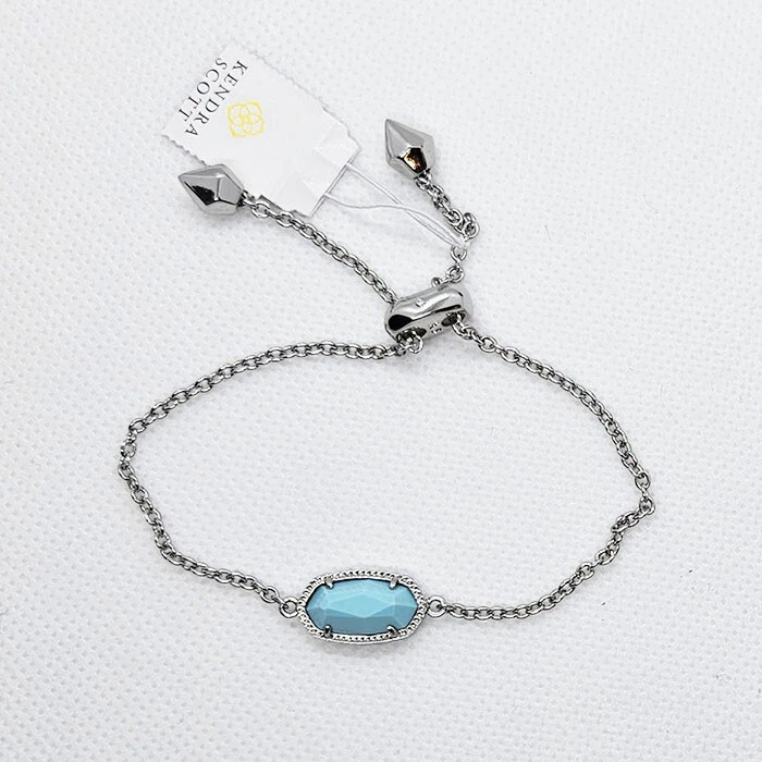 Kendra Scott Elaina Adjustable Chain Bracelet In Light Blue Magnesite Silver