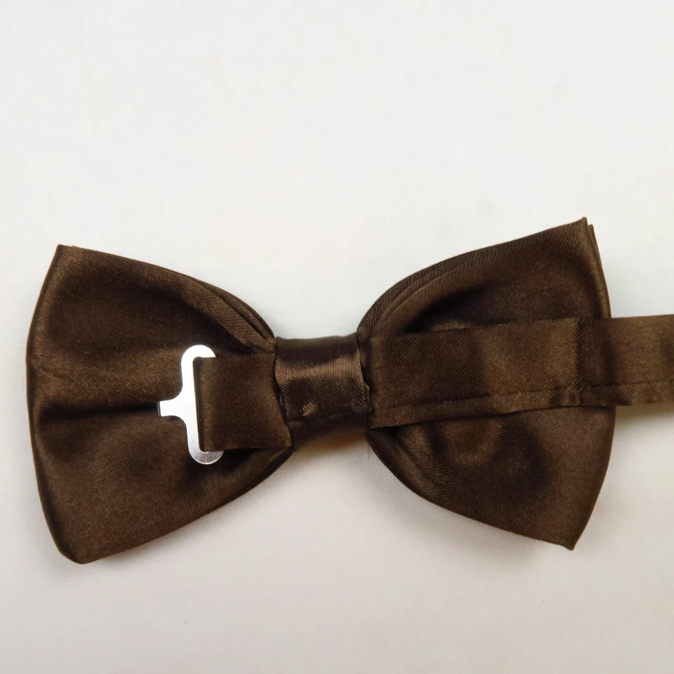 Brown Satin Formal Pre-Tied Adjustable Bow Tie Adjustable Dressy 2.25" - Image 2 of 4