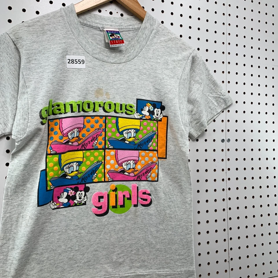 Camisa gris de colección años 80 Mickey Stuff para niños puntada única glamour niñas 17x23 Foto 4 de 4