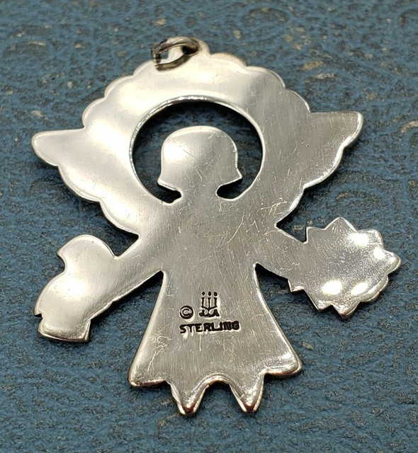 James Avery Retired Rare Large Angel Charm/Pendant W/flowers & Dove