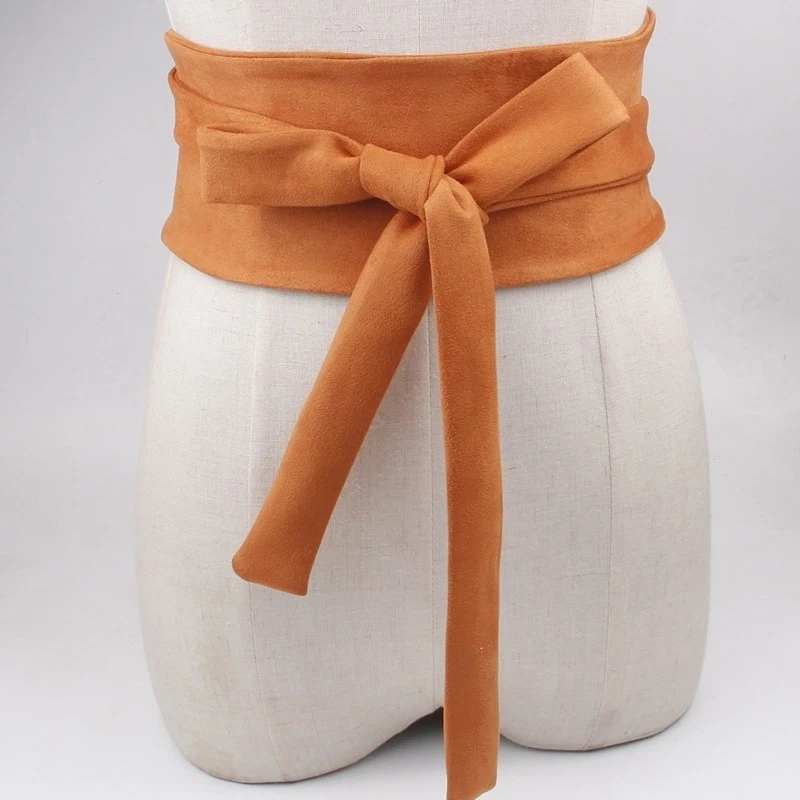 Dama Retro Terciopelo Cinturón Lazos Obi Ancho Corsé Correa Faja Corbata Envolvente Vestido Wiastband Foto 2 de 4