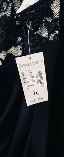 *Dressbarn Collection* Sz 16W Navy Blue & White Floral Stretch Top Dress - Picture 8 of 8