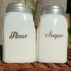 Vintage Mckee Milk Glass Arch Shakers-Flour & Sugar