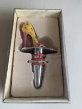 Bed Bath & Beyond Black Shoe Yellow High Heel Wine Cork/Stopper New in Box