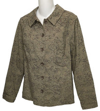 Christopher & Banks Jacket Size Small Gray Abstract Floral Pattern Button Front