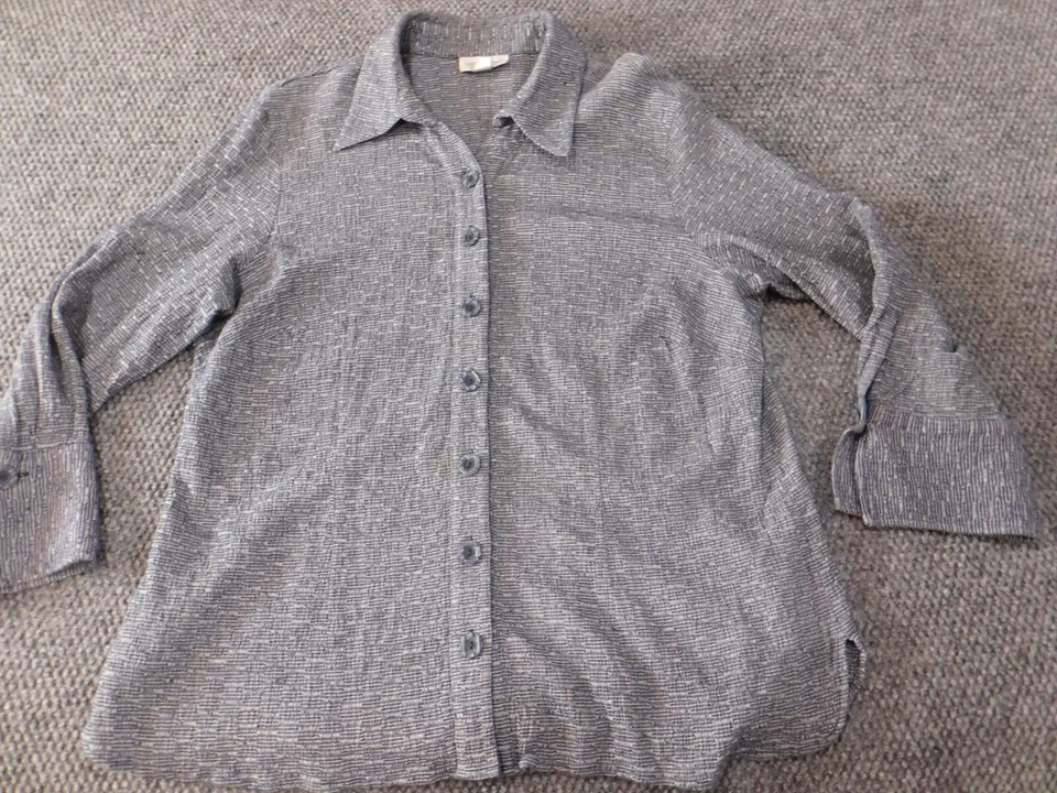 Blusa Coldwater Creek para mujer 1X Plus azul elástica con botones clásica Foto 3 de 4