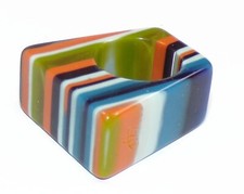 Sobral Rare Pop Art Leda Orange Blue Programado Stripe Artist Made Ring Sz 7.25