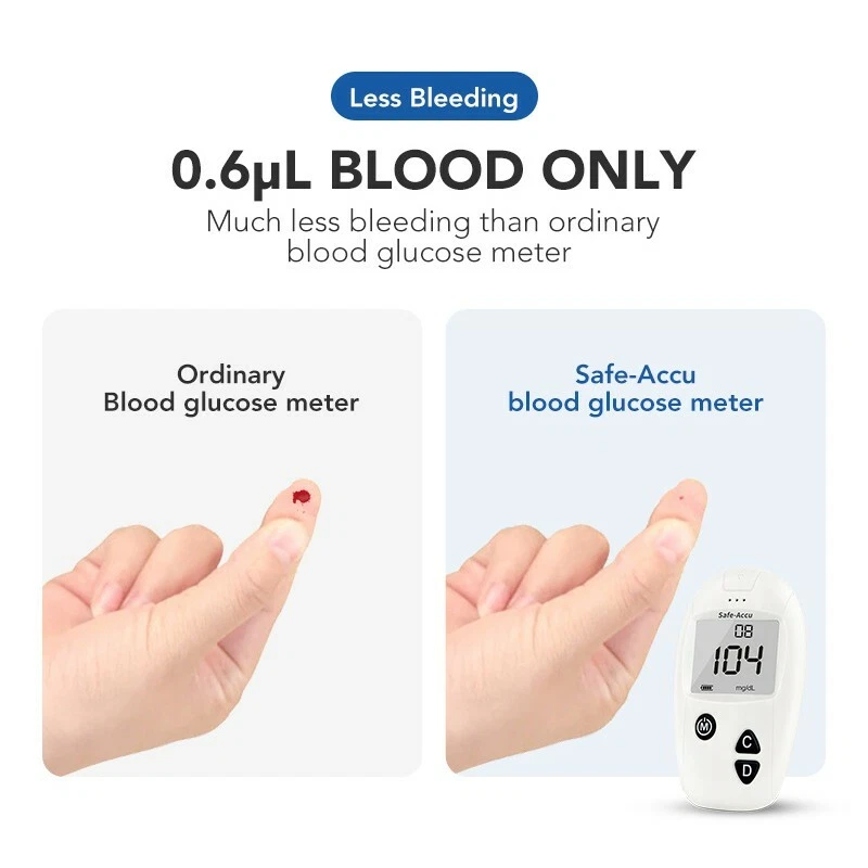 Medidor de glucosa en sangre Safe-ACCU con 50-100 tiras reactivas