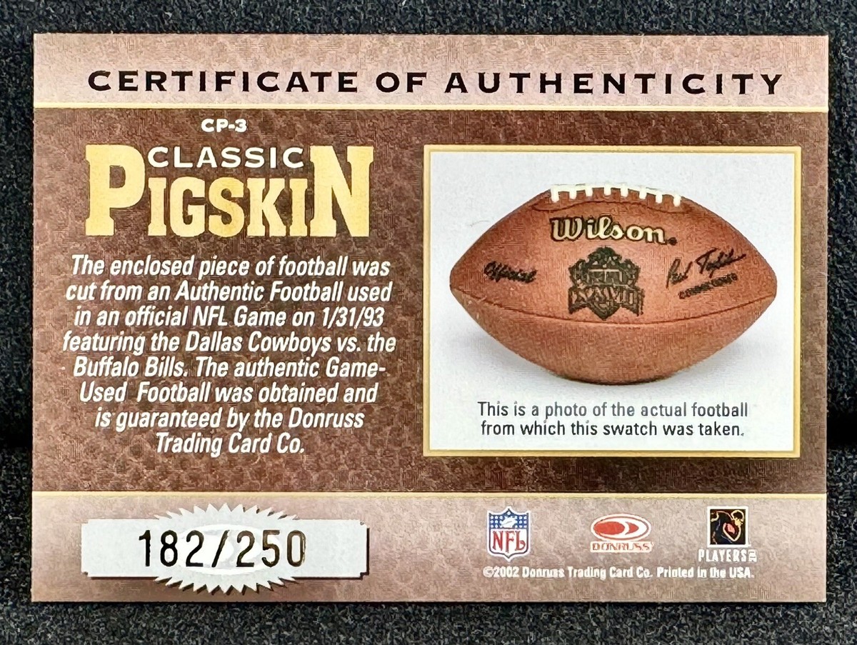 🔥2002 Donruss Classics Classic Pigskin Troy Aikman CP3 /250 BALL
