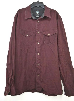 Kuhl Mens Burgundy Button-Up Long 