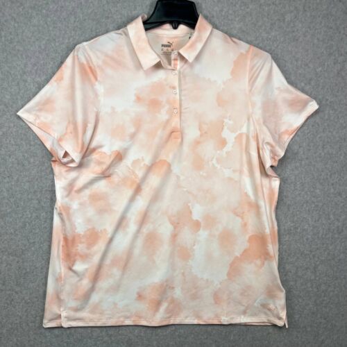 Puma Mattr Cloudy Polo Shirt Women's Size 2XL Rose Dust Short Sleeve UV NWT