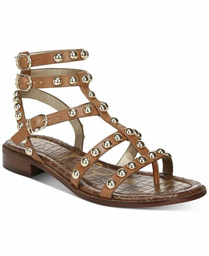 Sam Edelman Studded Gladiator Eavan Sandals Shoes Brown Taupe EUC Size 5