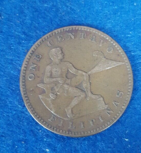 FILIPPINE UN CENTESIMO S 1918 ANTICA MONETA BRONZO BUONA QUALITÀ - Foto 2 di 2