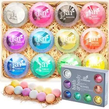 Bath Bombs Gift Set kit Natural Handmade Essential Oil Spa Bubble Bath Bomb 12PK