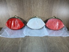 3 VTG 6x4.5" Genuine EEL Skin Coin Purses Snap