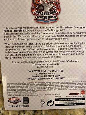2011 Hot Wheels 11th Nationals Convention Ohio 66 Dodge A100 #860