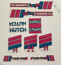 Old school BMX ORIGINAL HUTCH WINDSTYLER FRAME FORK STICKER DECAL SET NOS