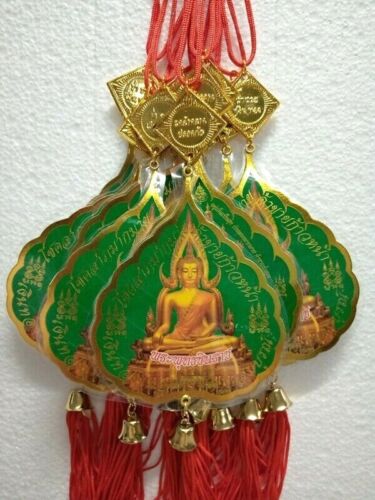 Thai Protect  Amulet Car Hanging Mobile LP Chinnarat Green For Safe Luck Wealth - Picture 1 of 9
