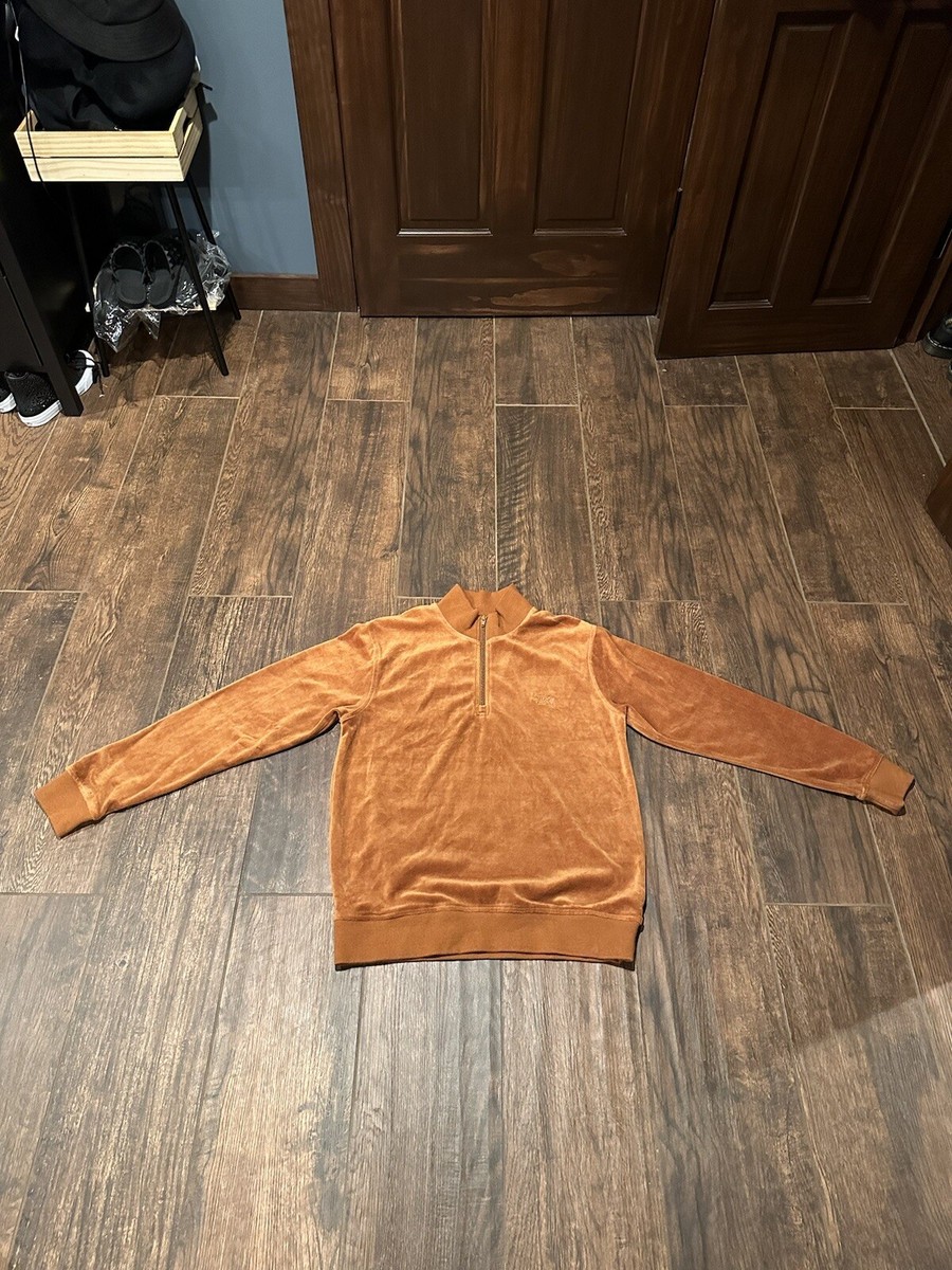 Stussy Rust Velour Full Zip Mock Neck Script Logo Track
