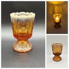 Fenton Glass Paneled Daisy Cameo Rootbeer Opalescent Candle Holder Toothpick