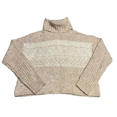 American Eagle Cream Knit Turtleneck Wool Blend Size Medium Women’s