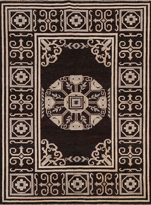 DARK BROWN Gabbeh Kashkoli Oriental Area Rug Vegetable Dye Hand-knotted Wool 6x8