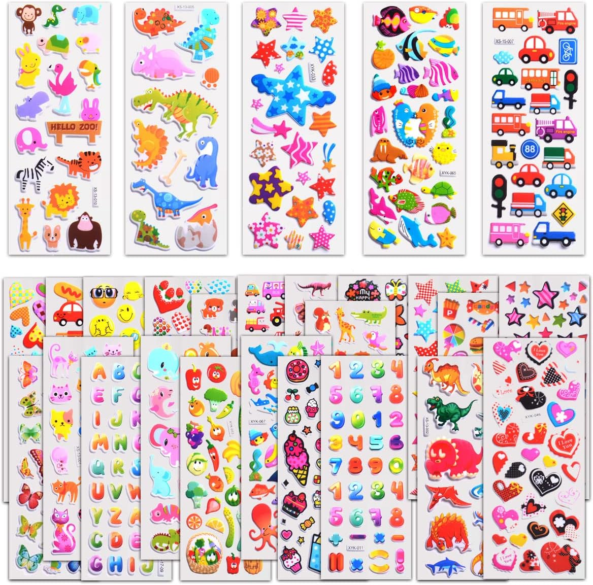Stickers for Kids 1000+, 3D Puffy Stickers 40 Different Sheets, Cute Stickers Va