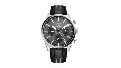 Adriatica Limited Edition Swiss Made Multifunction Aviation Grey Dial Black Leat