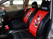 Disney Minnie Mouse Car Seat Covers Premium Limited Edition Faux Leather Pair