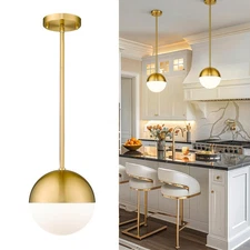 Modern Pendant Lighting Gold Globe Pendant Light Fixture, Mid Century Chandel...