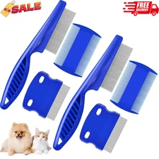 6 Pack Dog Grooming Comb, Pet Flea Lice Stainless Steel Cat Combs with Rounded T